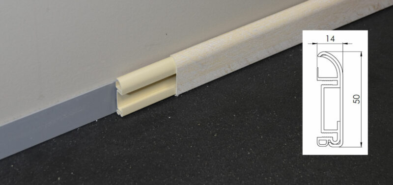 Plinthe passe-câbles PVC planche blanchie avec dimensions