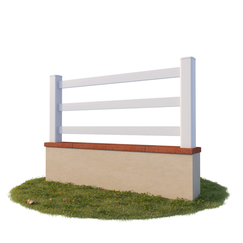 Kit de clôture PRO de 90 cm en PVC avec 3 lisses droites