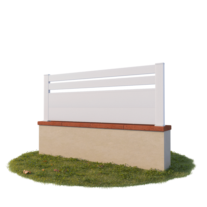 Kit de clôture SLIM de 72 cm en PVC avec 2 lisses droites et 2 soubassements