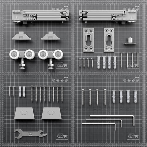 Porte coulissante avec rail - Kit quincaillerie amortisseur des portes coulissantes avec rail Coulicool