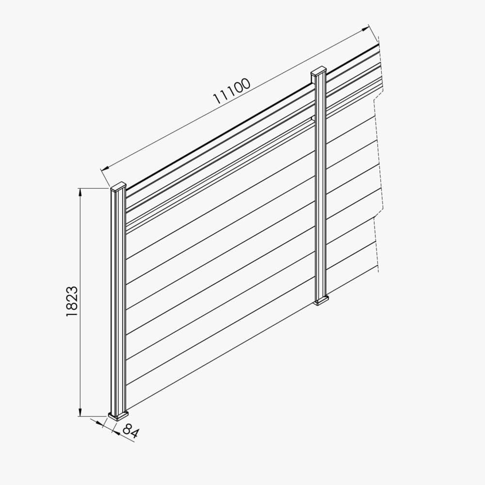 Kit Clôture SLIM PVC Blanc H. 180 cm x L. 11.10 m - 2 Lisses claire-voie + 7 Soubassements – Image 4