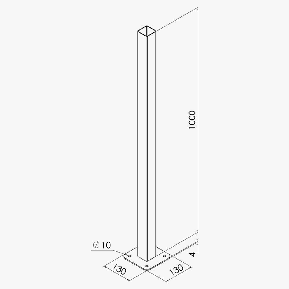 Platine pour poteau de clôture PVC PRO 100 cm – Image 4