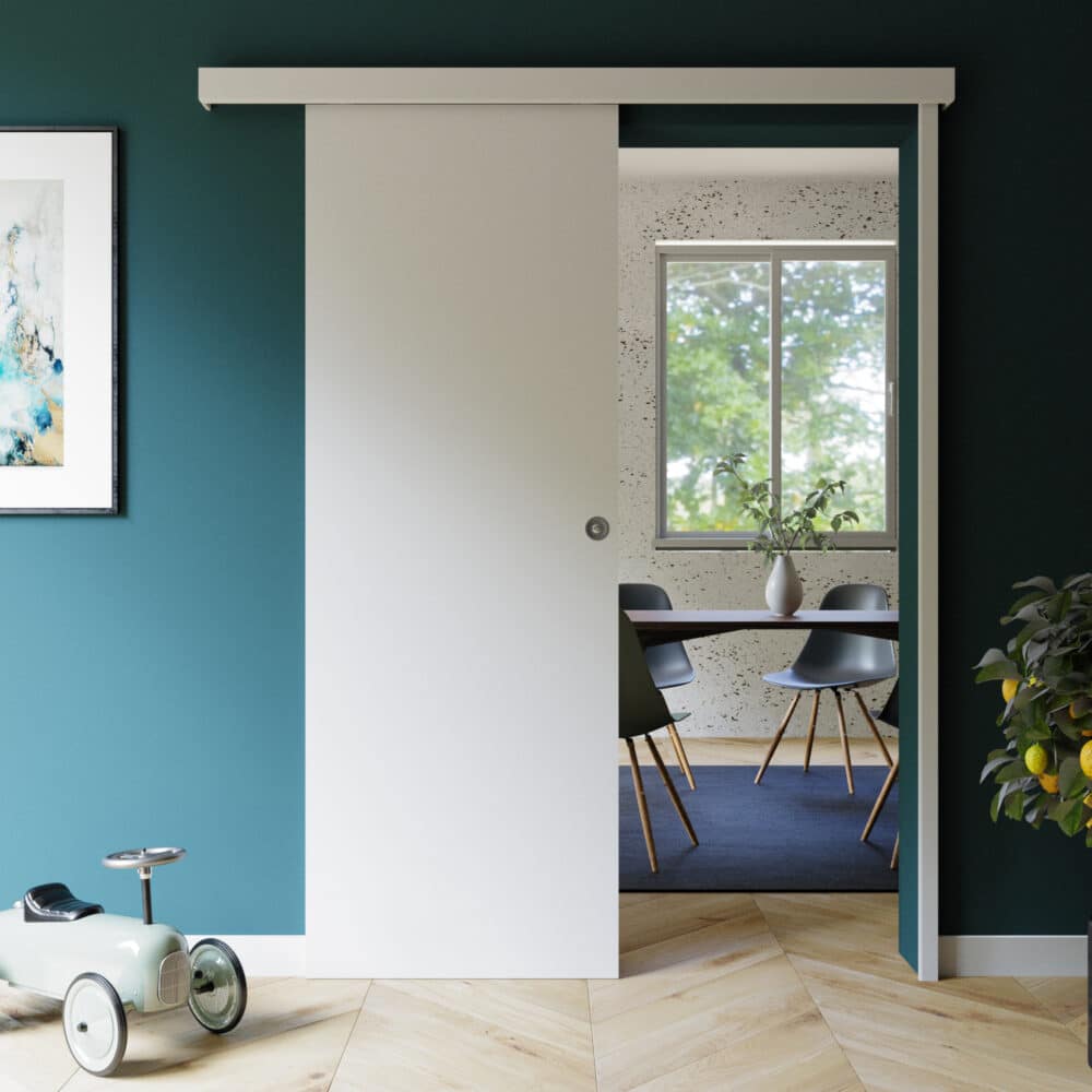 Porte Coulissante avec Rail + Serrure - Prépeinte Plane 73 cm – Image 3