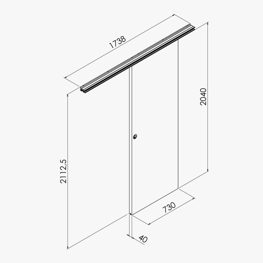 Porte Coulissante avec Rail + Poignée Verticale - Alizés 73 cm – Image 4