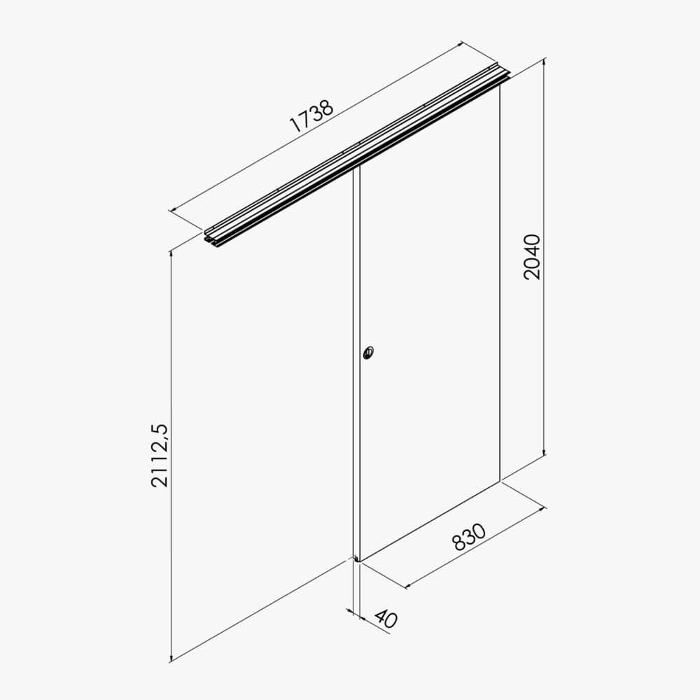 Porte Coulissante avec Rail - Prépeinte Marseille 83 cm – Image 4