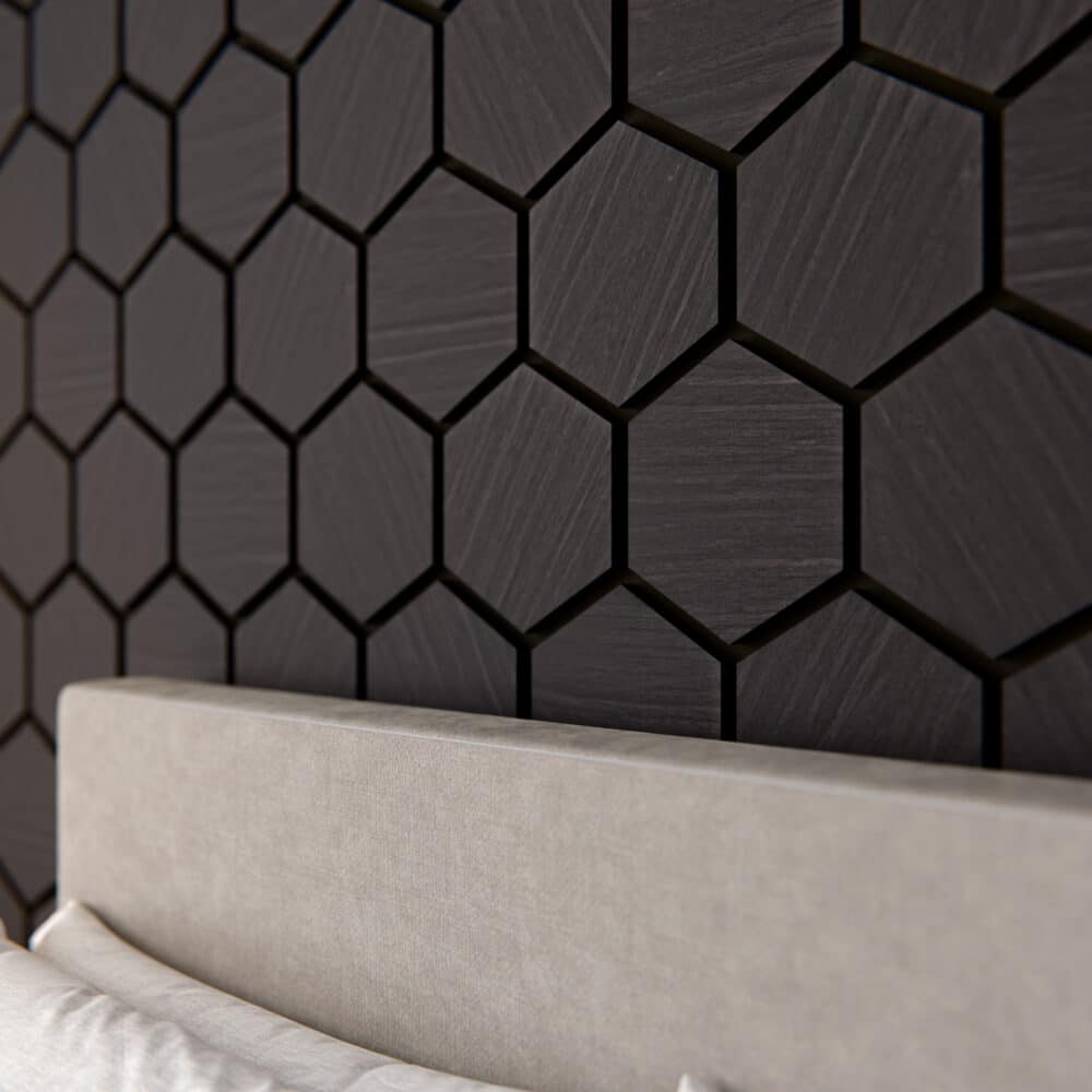 Lot de 2 Panneaux Hexagonaux H. 76 cm L. 62 cm - Chêne Noir Feutre Noir – Image 2