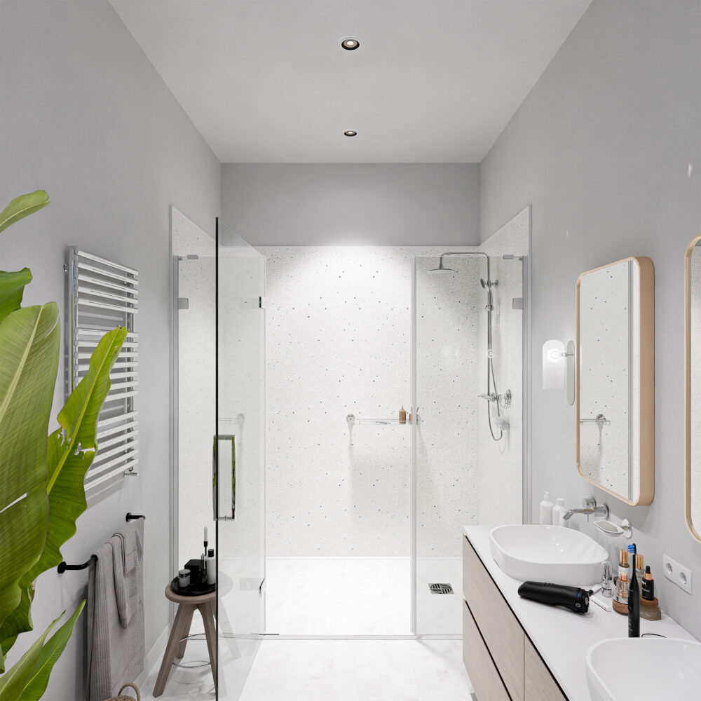 Panneau Douche PVC Terrazzo Blanc - L. 240 x l. 100 x ép. 1 cm – Image 3
