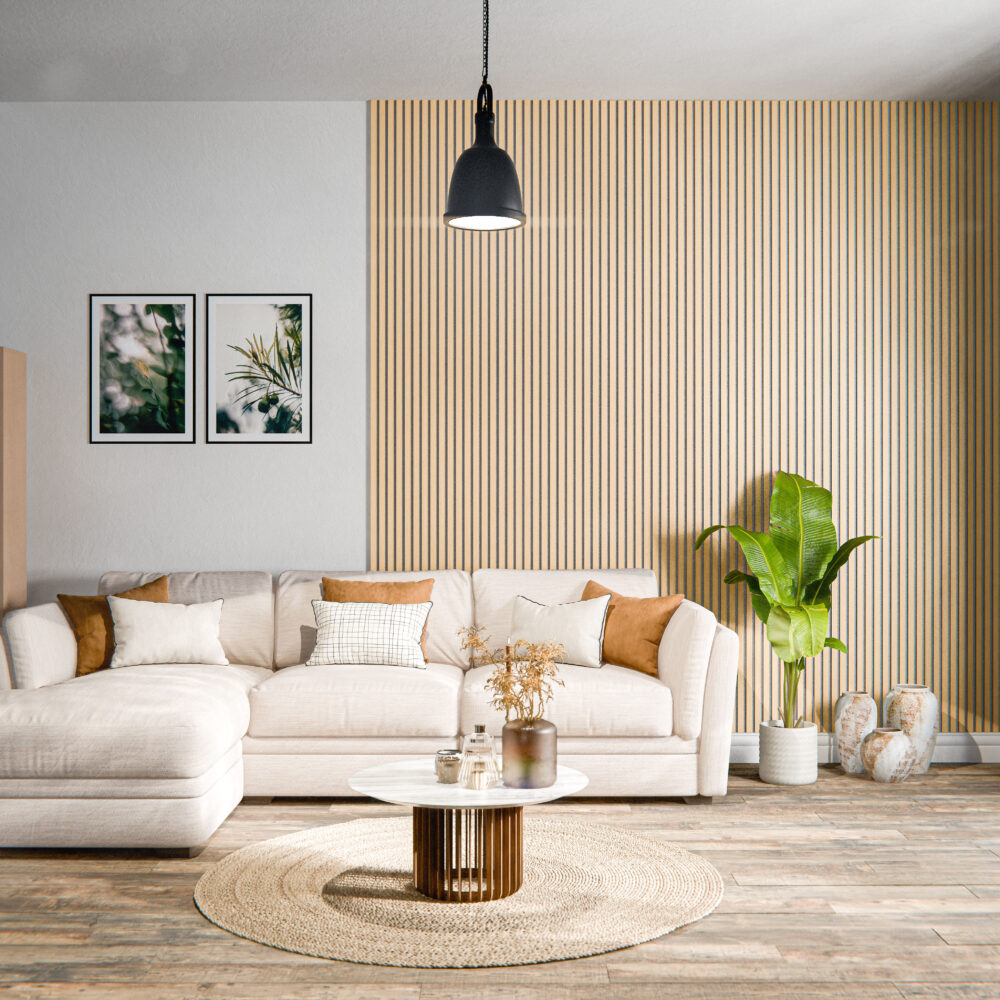 Lot de 2 Panneaux Tasseaux Bois - Chêne Feutre Blanc - 3 m² – Image 3