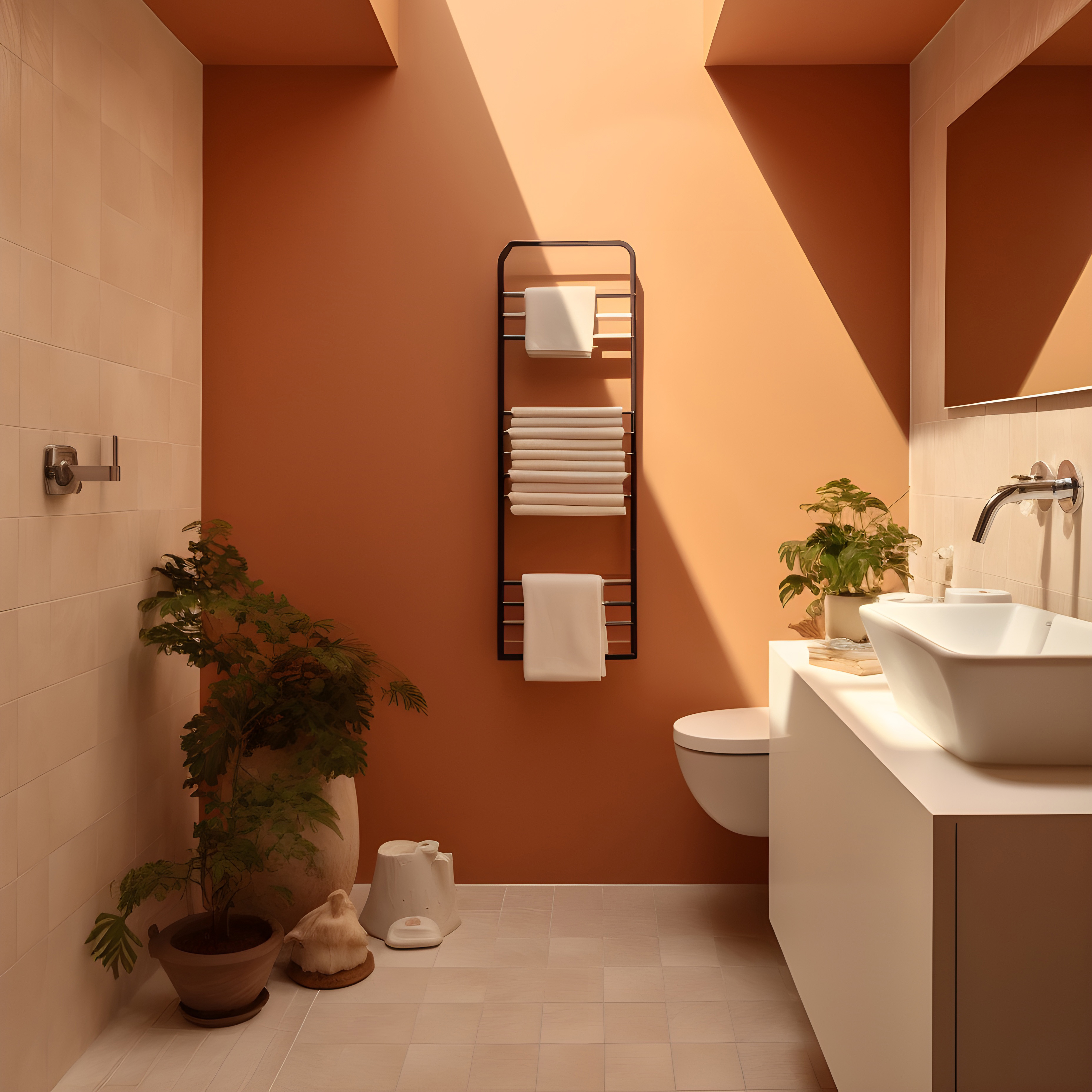 petit espace salle de bain avec mobilier de style moderne