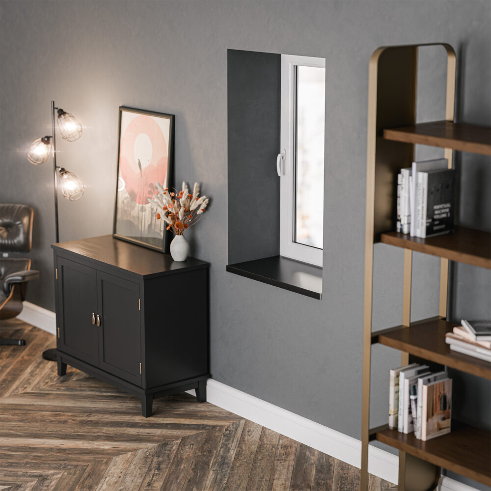 Appui de fenêtre PVC l. 40 cm x ép. 9 mm - Noir – Image 3