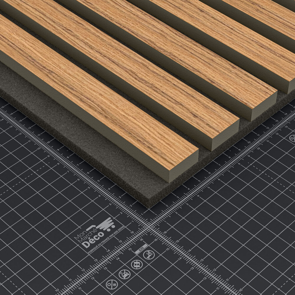 Alternative view of Lot de 2 Panneaux Tasseaux Bois - Teck Thaï Feutre Noir - 3 m²