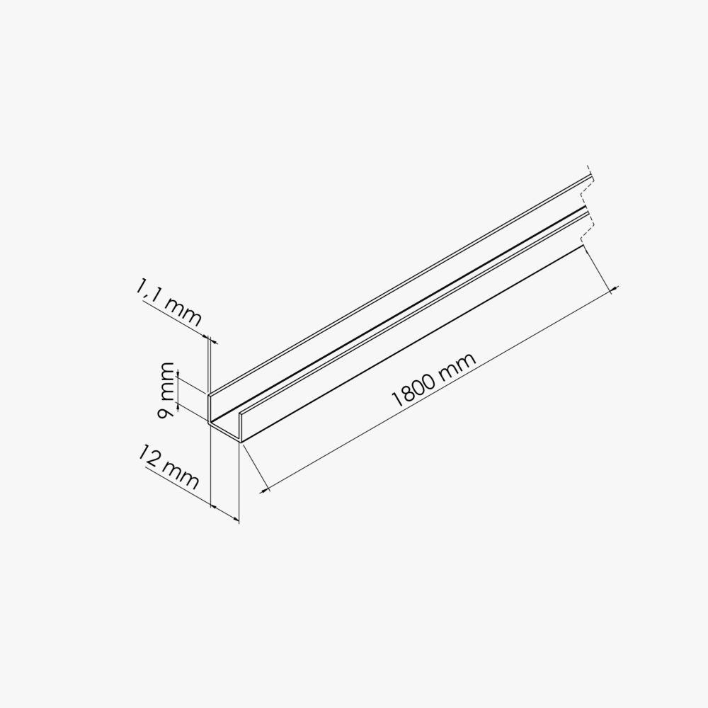Profilé PVC en U 12 x 9 mm  - Longueur 1.80 m - Blanc – Image 4