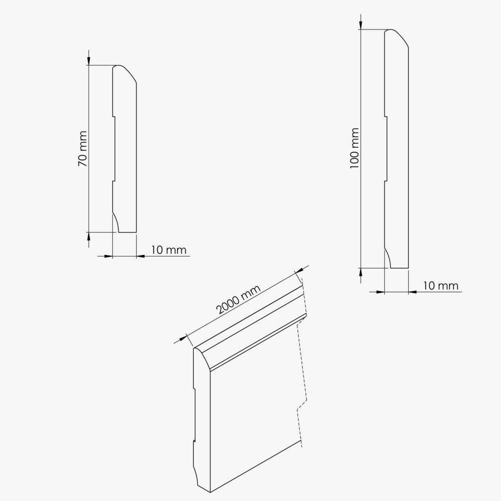 Plinthe MDF 2 m - Chêne Cendré - Lot de 5 – Image 4