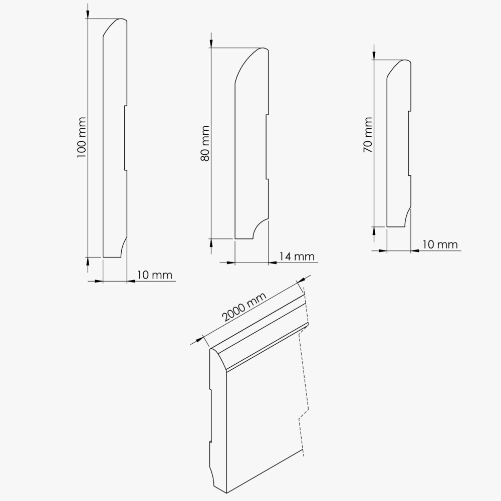 Plinthe MDF 2 m - Pin blanc - Lot de 5 – Image 3
