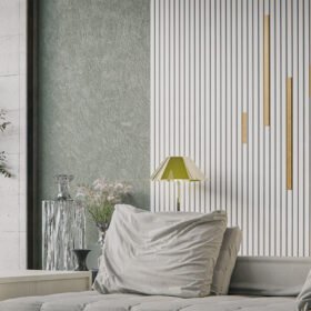 Panneau mural décoratif blanc fond blanc dans un salon