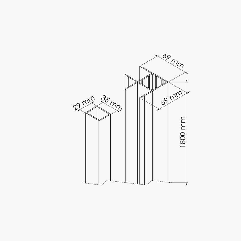 Poteau angle SLIM 180