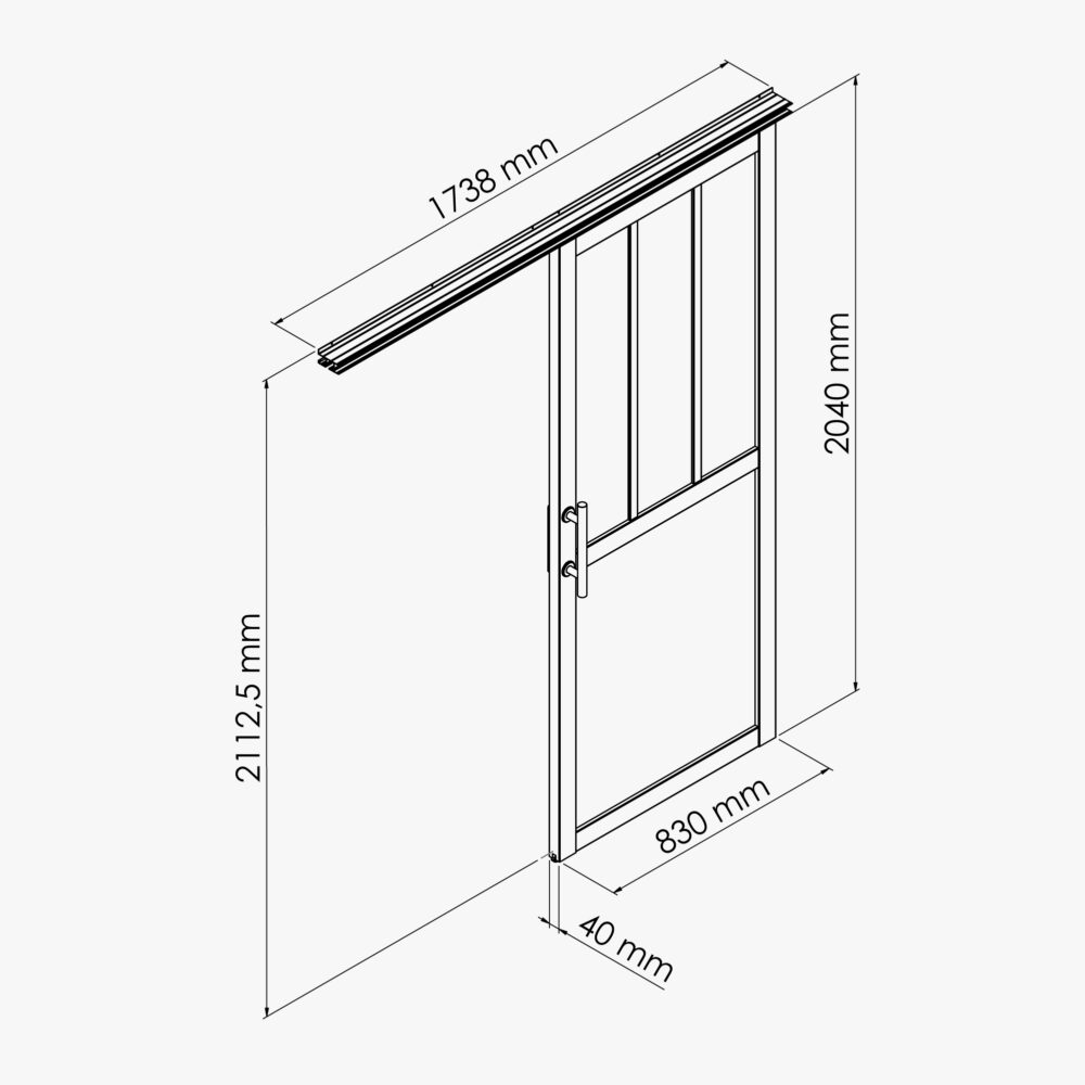 Porte Coulissante avec Rail - Atelier Blanche 83 cm – Image 4