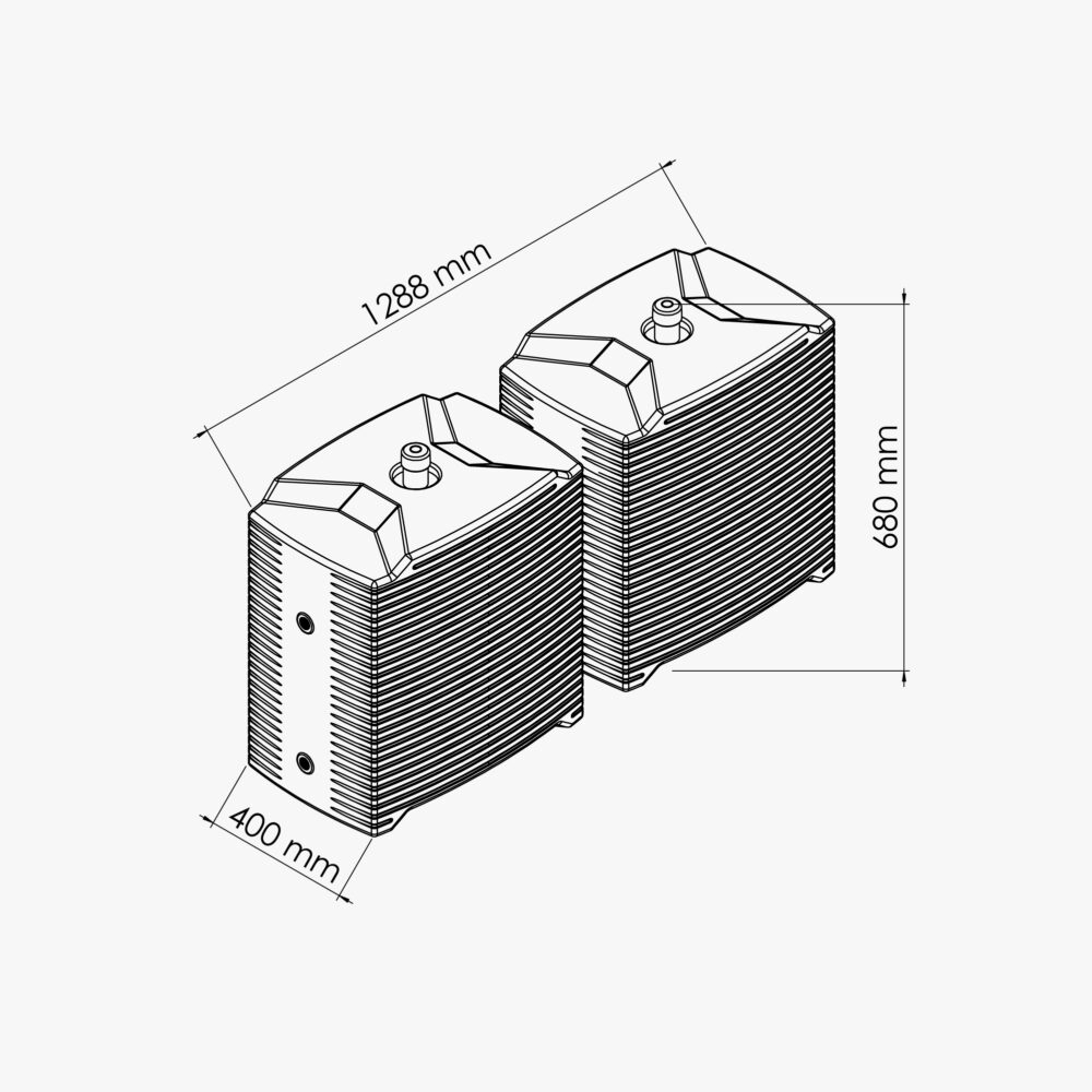 Lot de 2 récupérateurs d'eau 126L + Kit de Jumelage Horizontal – Image 4