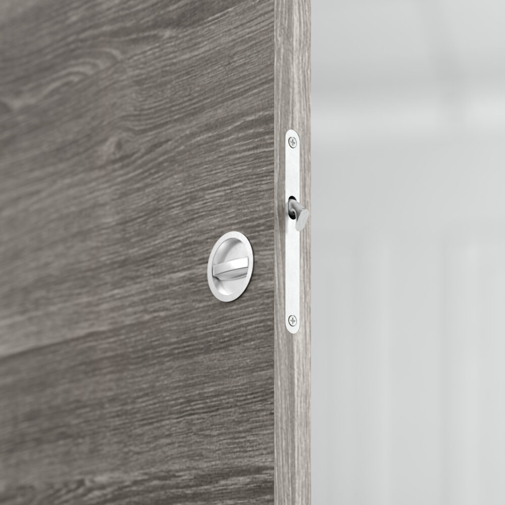 Alternative view of Porte Coulissante avec Rail + Serrure - Gris blanchi 83 cm