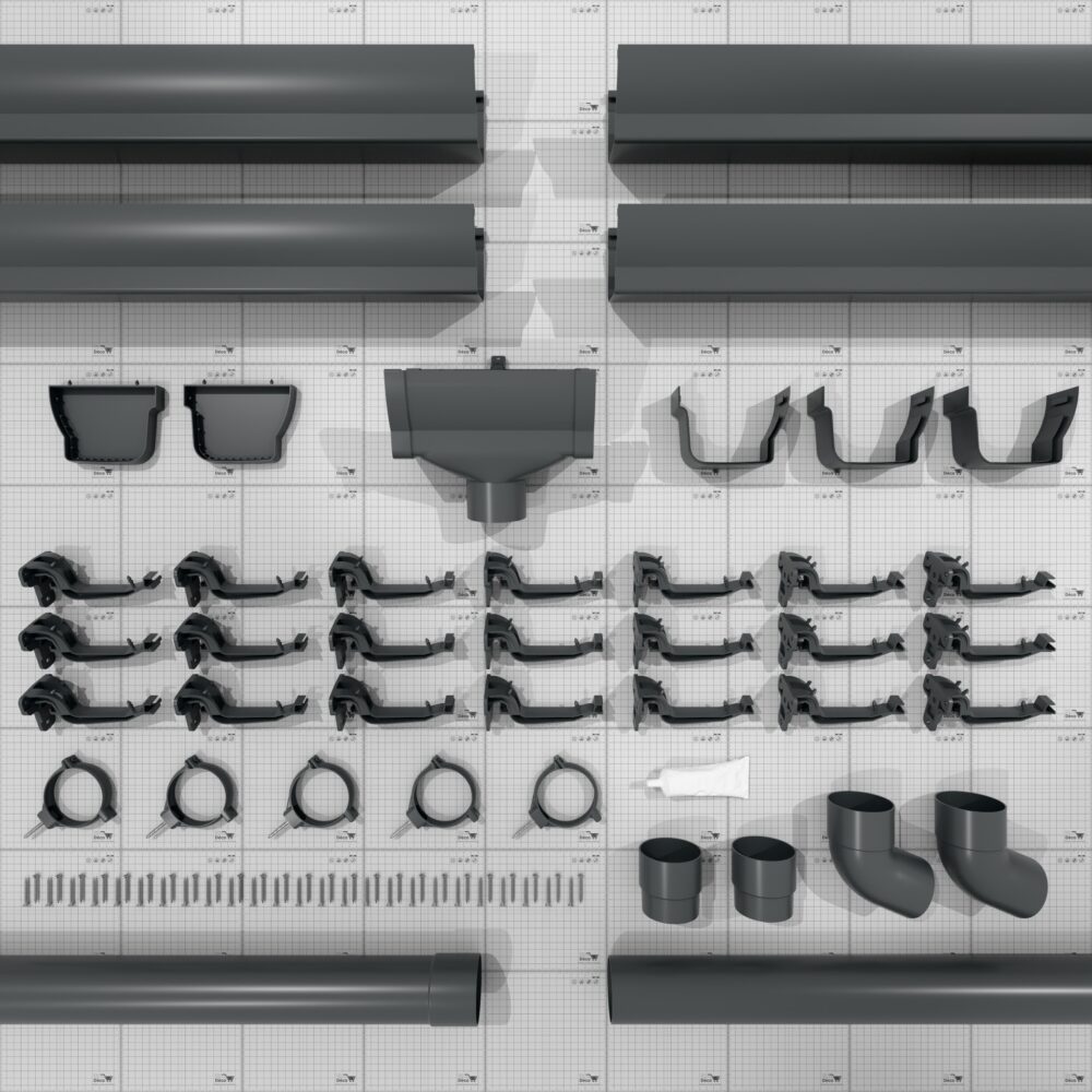 Kit gouttière PVC double profil dév 300 mm - Long. 8 m - Anthracite