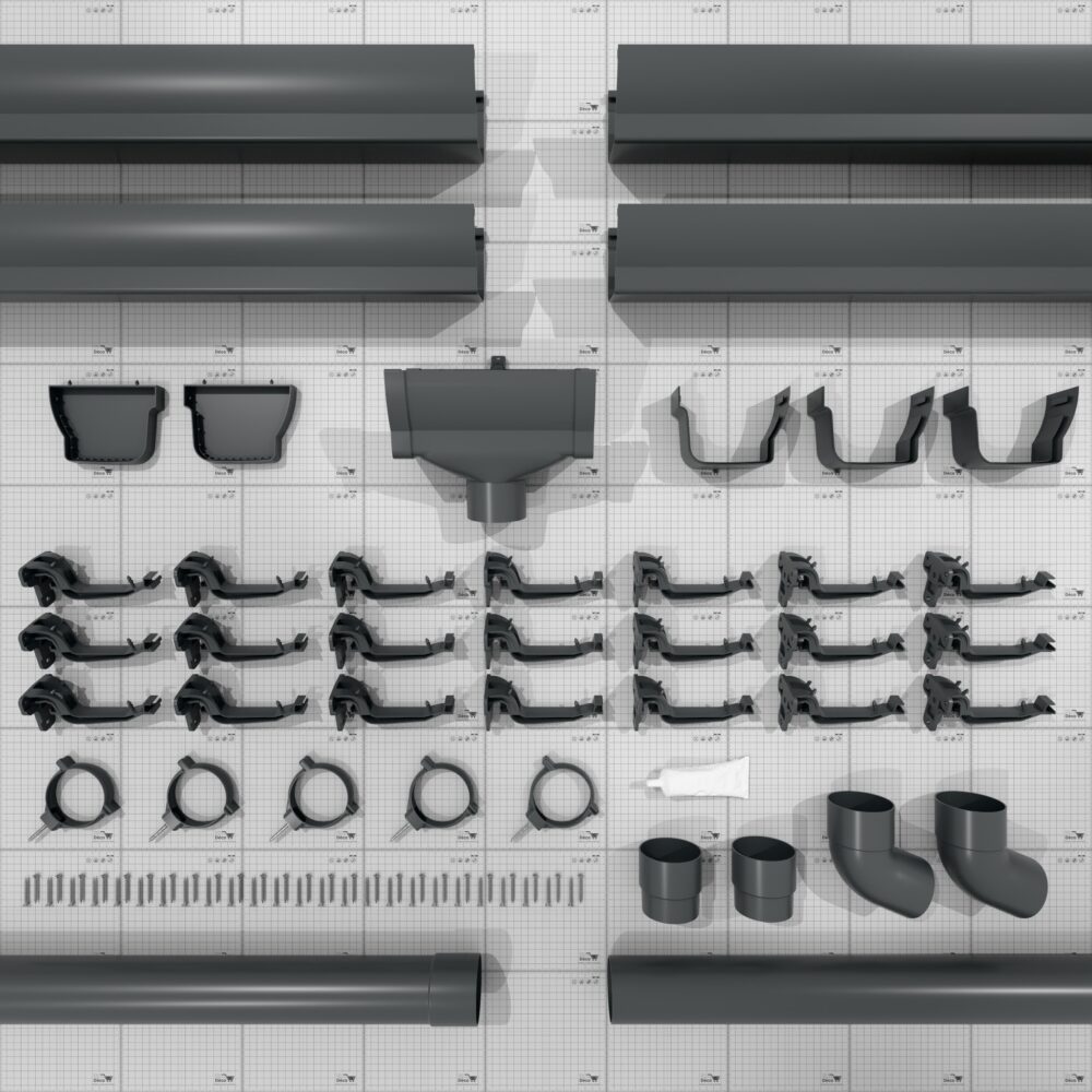 Kit gouttière PVC double profil dév 300 mm - Long. 8 m - Anthracite