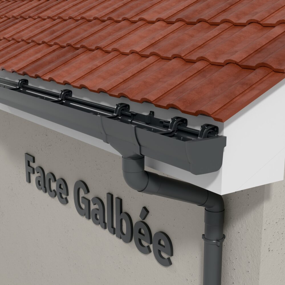 Alternative view of Kit gouttière PVC double profil dév 300 mm - Long. 8 m - Anthracite