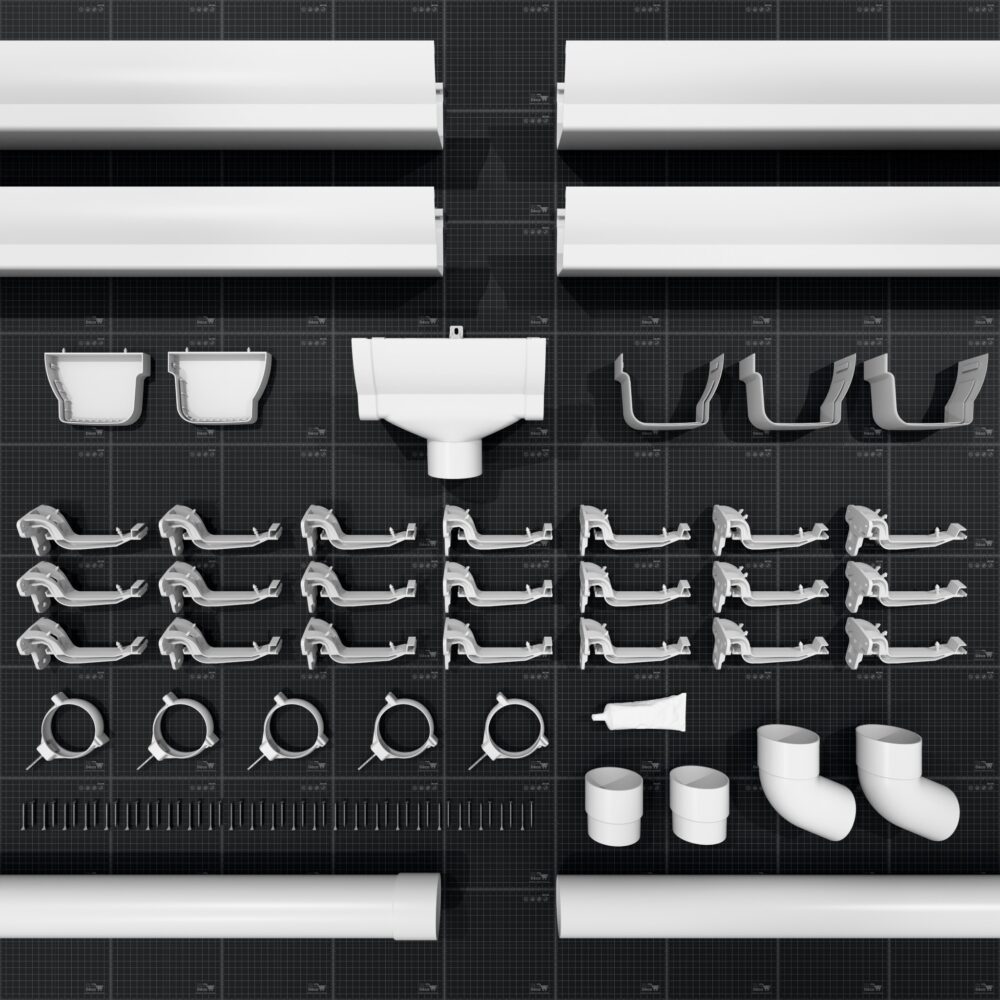 Kit gouttière PVC double profil dév 300 mm - Long. 8 m - Blanc