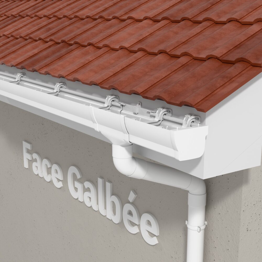 Alternative view of Kit gouttière PVC double profil dév 300 mm - Long. 8 m - Blanc