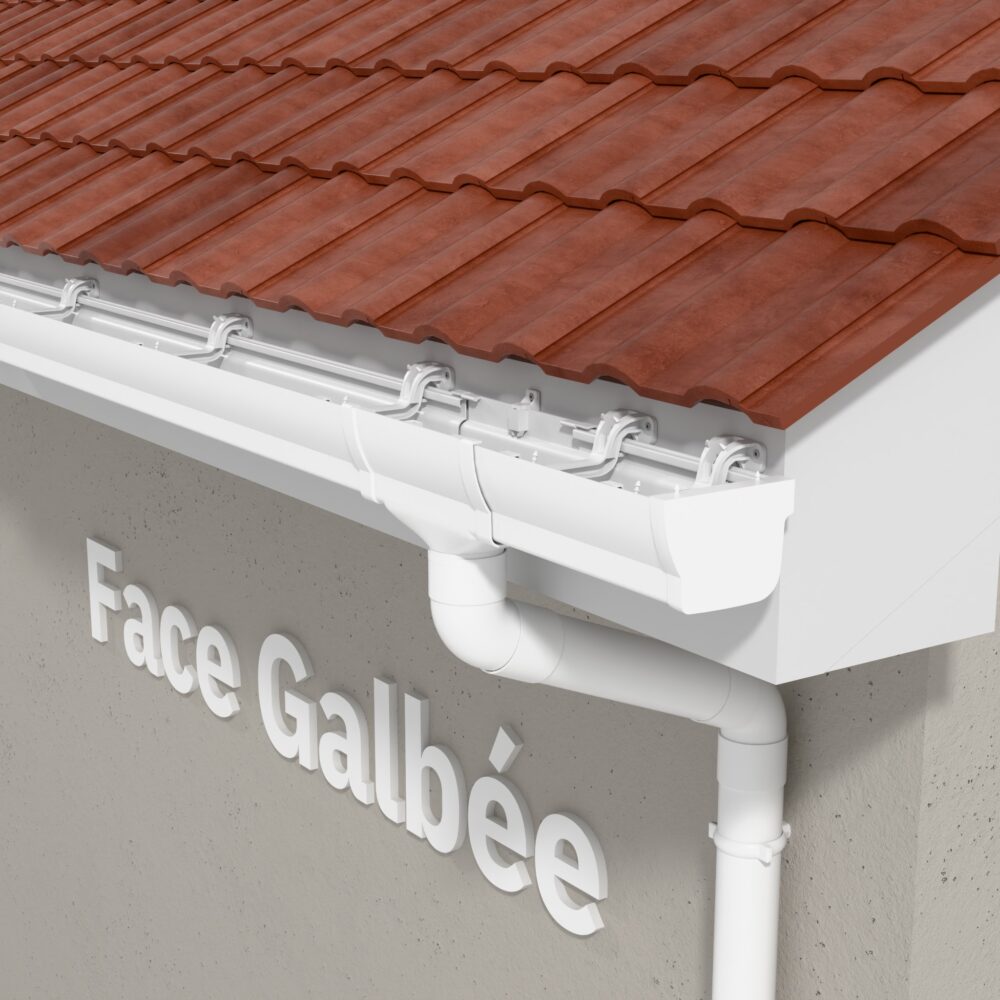 Alternative view of Kit gouttière PVC double profil dév 300 mm - Long. 8 m - Blanc