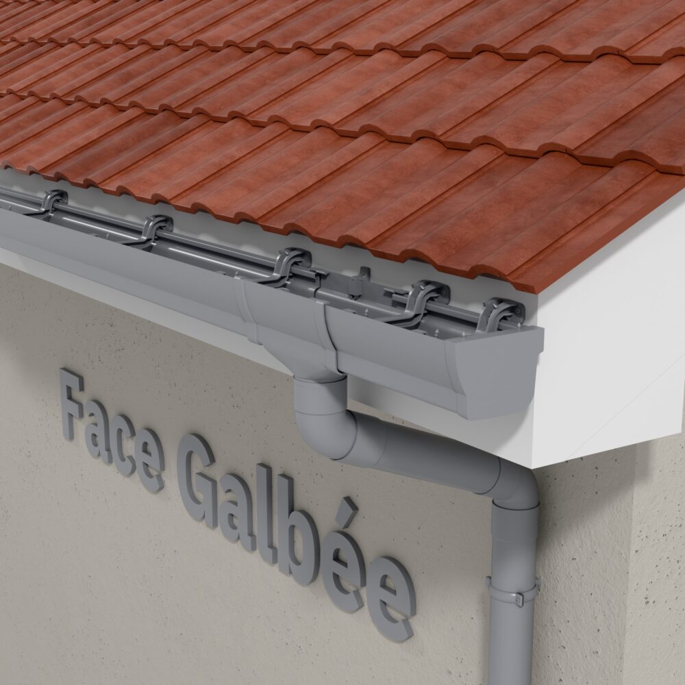 Alternative view of Kit gouttière PVC double profil dév 300 mm - Long. 8 m - Gris