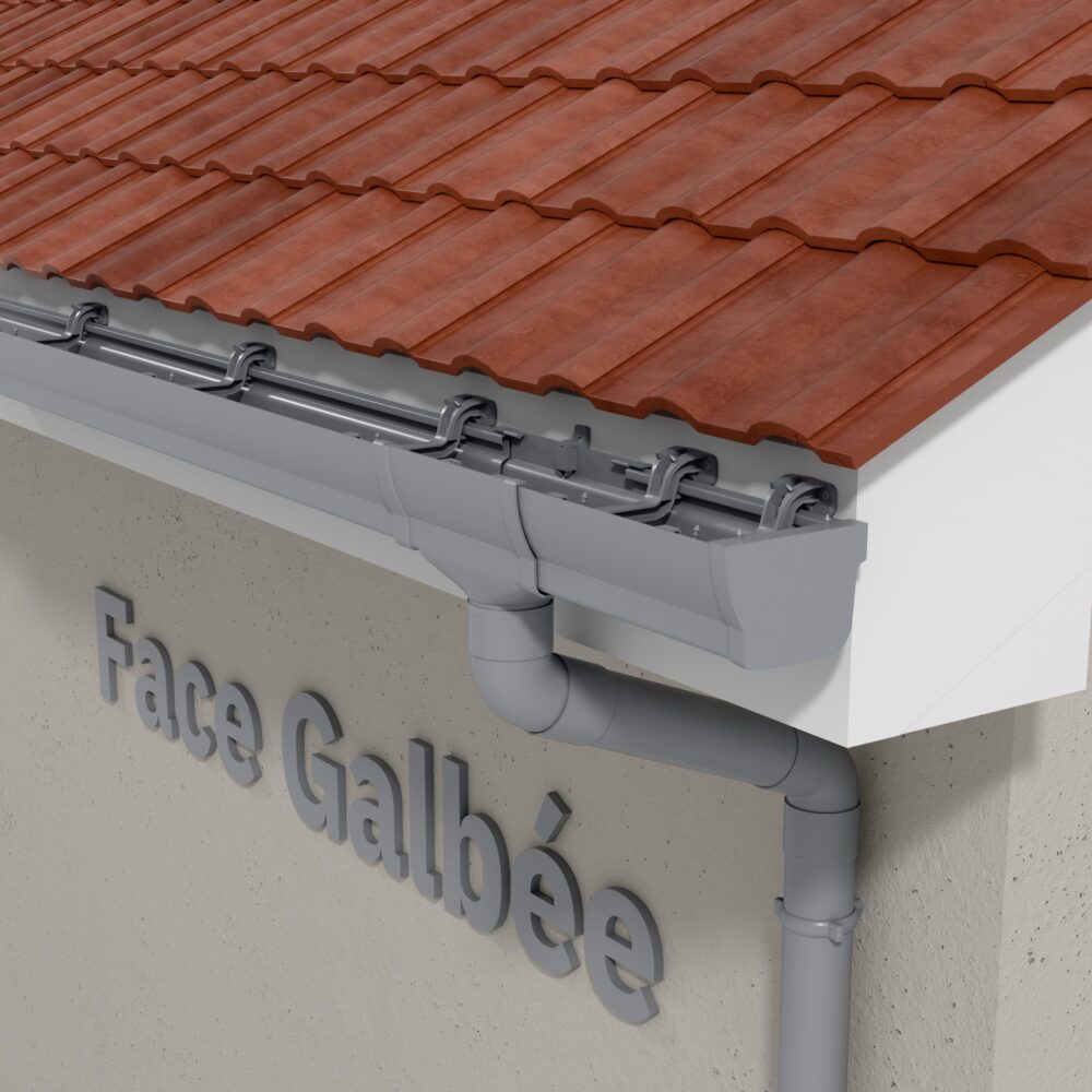 Alternative view of Kit gouttière PVC double profil dév 300 mm - Long. 8 m - Gris