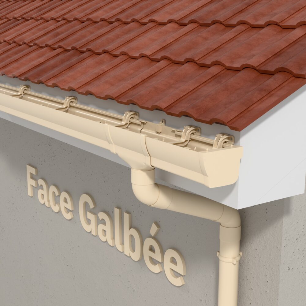 Alternative view of Kit gouttière PVC double profil dév 300 mm - Long. 8 m - Sable